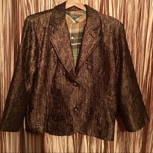 Chico’s Chocolate Brown Crinkle Jacket Size 3(XL)
